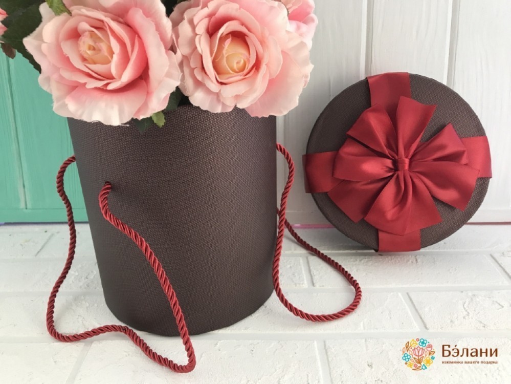 Круглая Коробка с ручками (бордо)