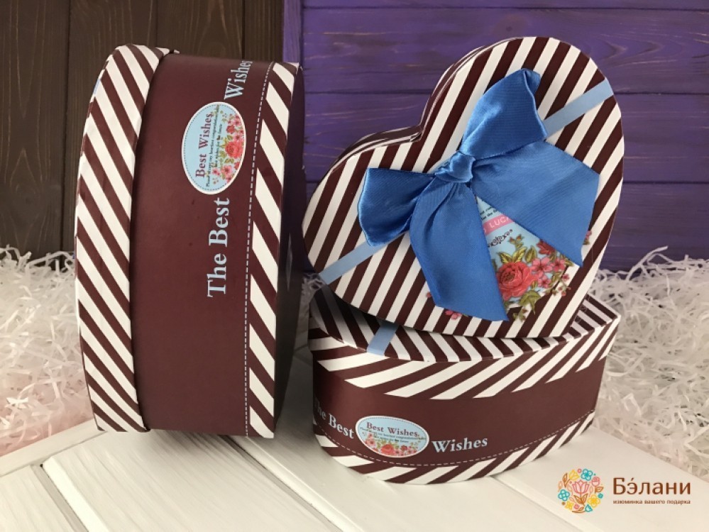 Коробка в виде сердца "Летняя Груша" синяя