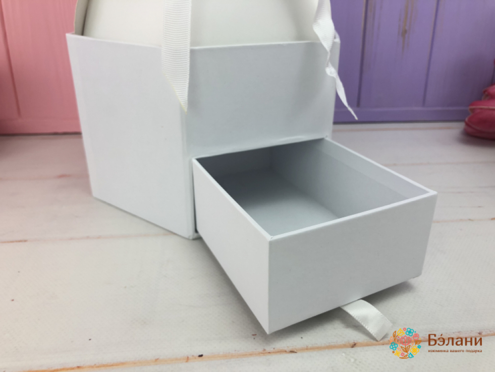 Цветочная коробка "Вазочка" со шкатулкой (бел.) | 3