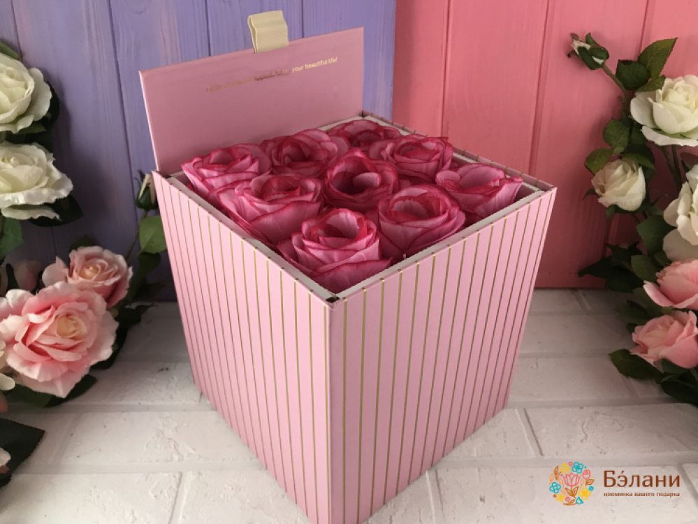 Коробка для цветов (набор 2 шт) розовая