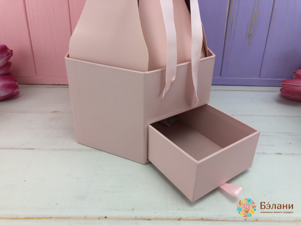 Цветочная коробка "Вазочка" со шкатулкой (роз.) | 2