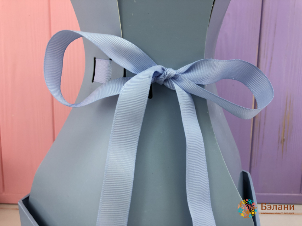 Цветочная коробка "Вазочка" со шкатулкой (голубая) | 2