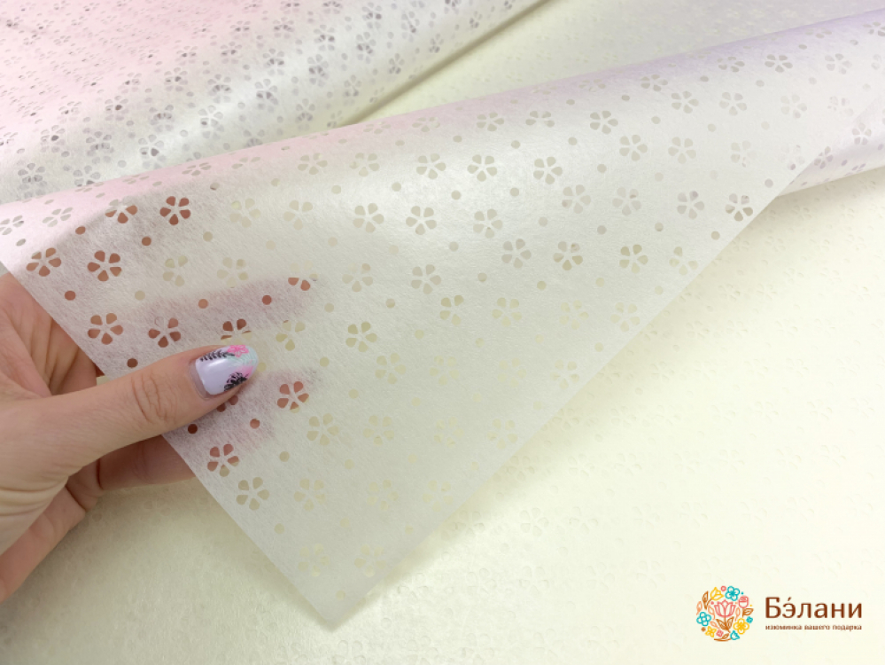 Калька "Цветочки" белая | 2