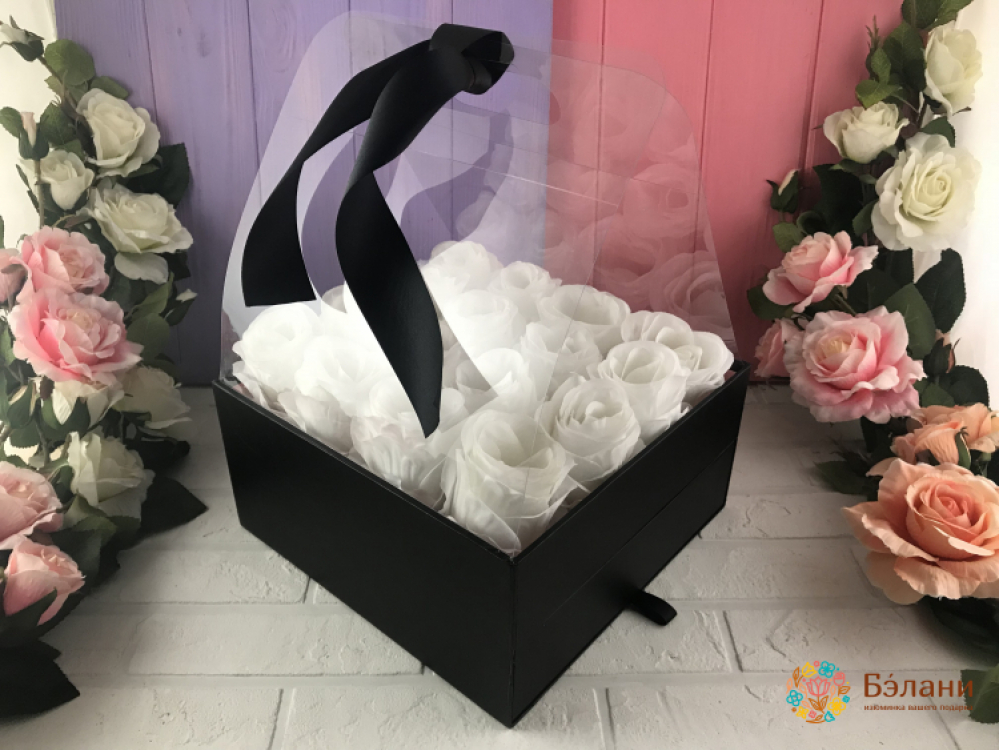 Коробка с выдвижным ящичком "Под руку с бантом" черная