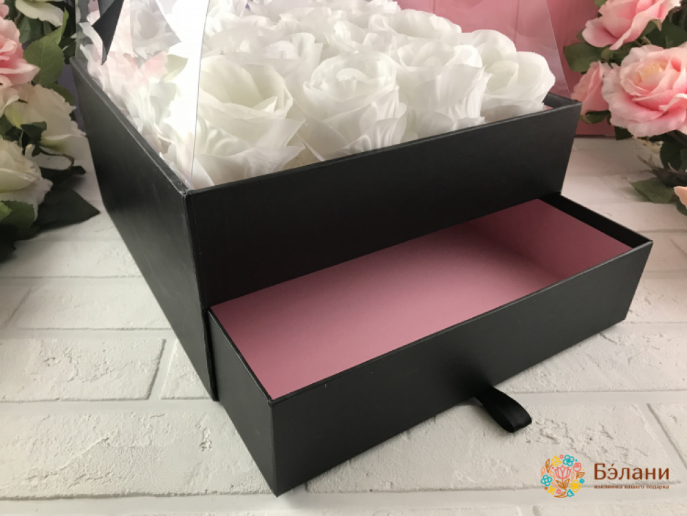 Коробка с выдвижным ящичком "Под руку с бантом" черная | 2