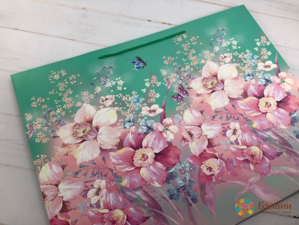 Подарочный пакет "Spring" небесный XL