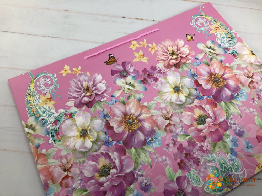 Подарочный пакет "Spring" розовый XL