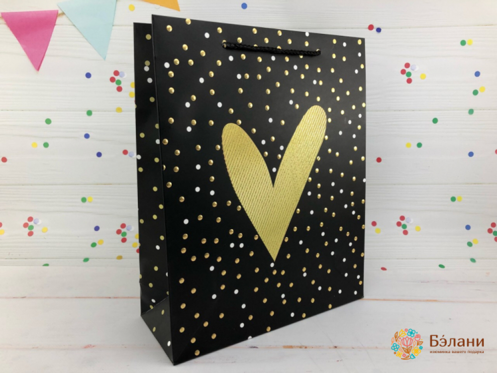 Подарочный пакет "Space love" черный M