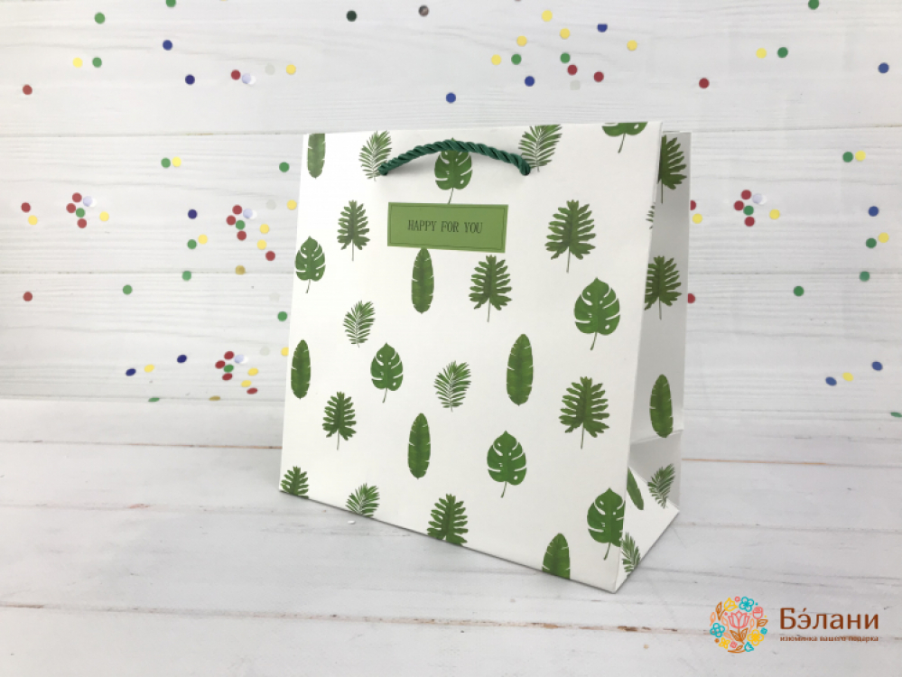 Подарочный пакет "Forest" белый S