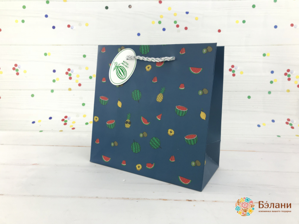 Подарочный пакет "Fruity" синий S