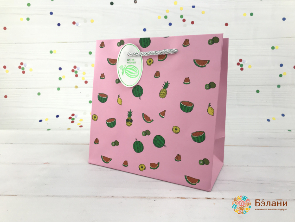 Подарочный пакет "Fruity" розовый S