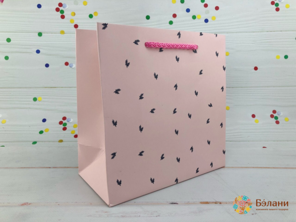 Подарочный пакет "Birds" розовый S