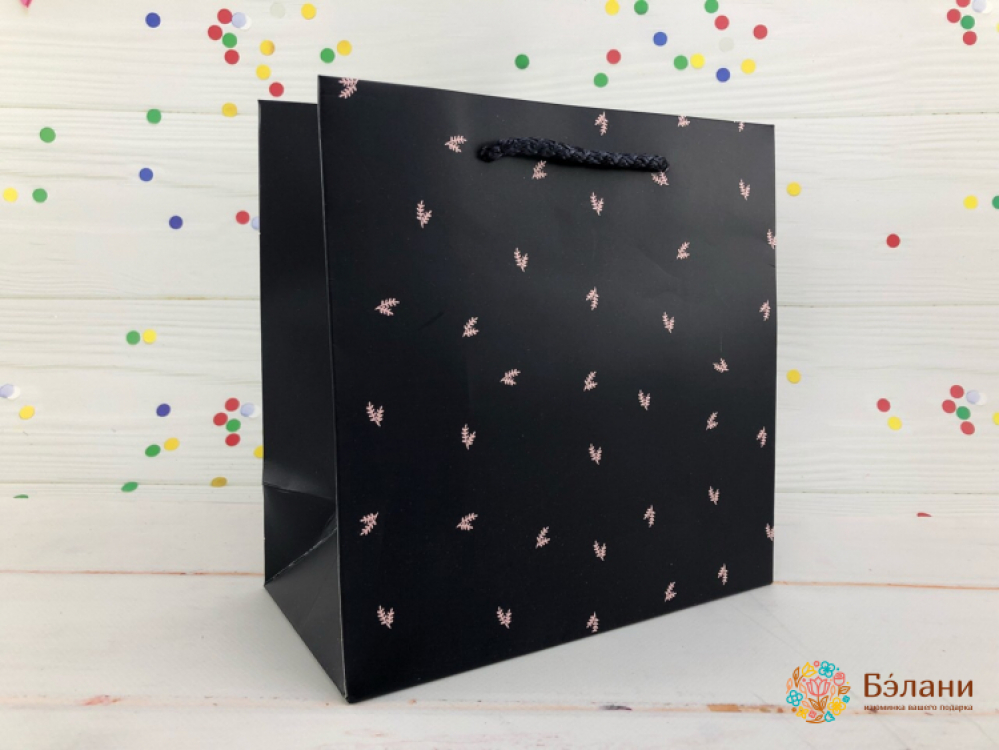 Подарочный пакет "Birds" черный S