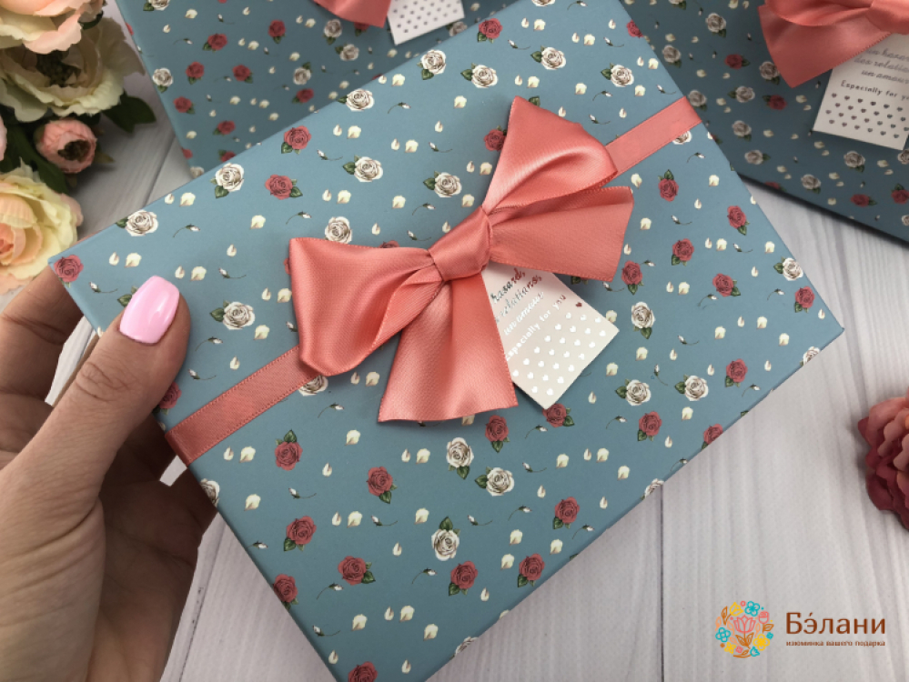 Подарочная коробка "Roses" голубая | 2