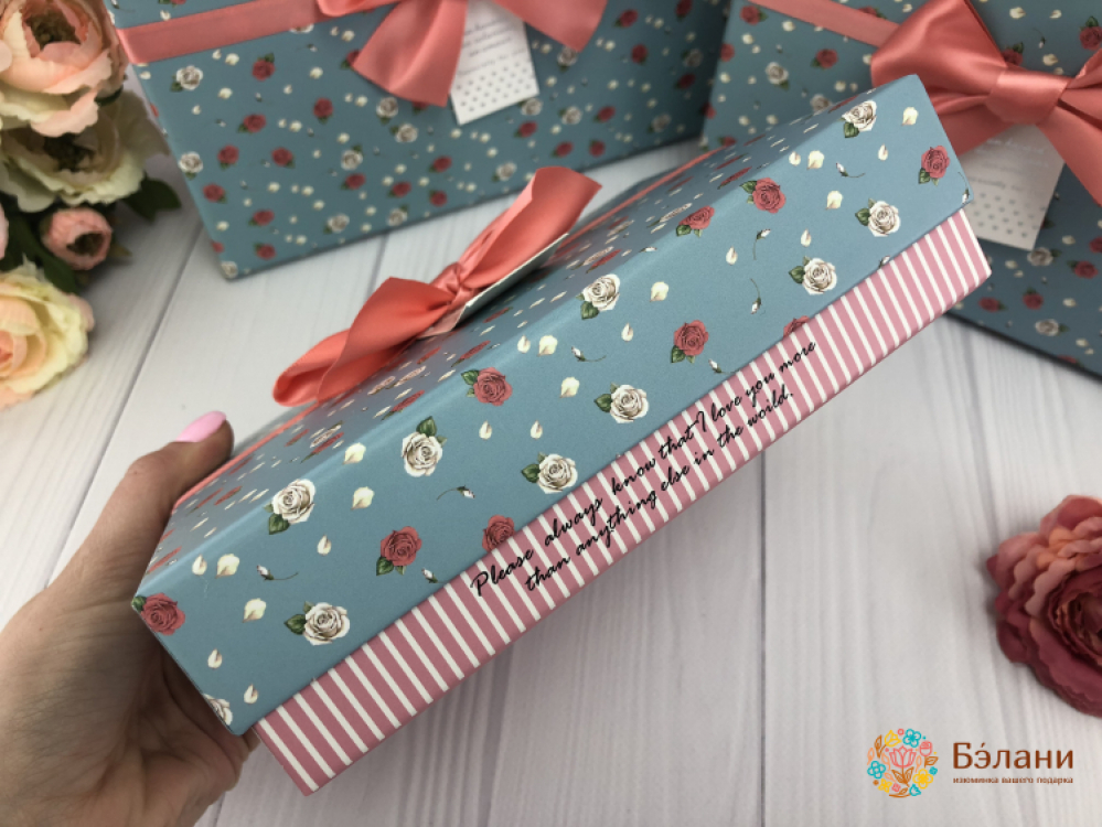 Подарочная коробка "Roses" голубая | 3