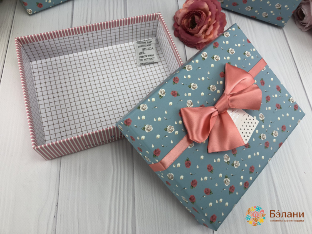 Подарочная коробка "Roses" голубая | 4