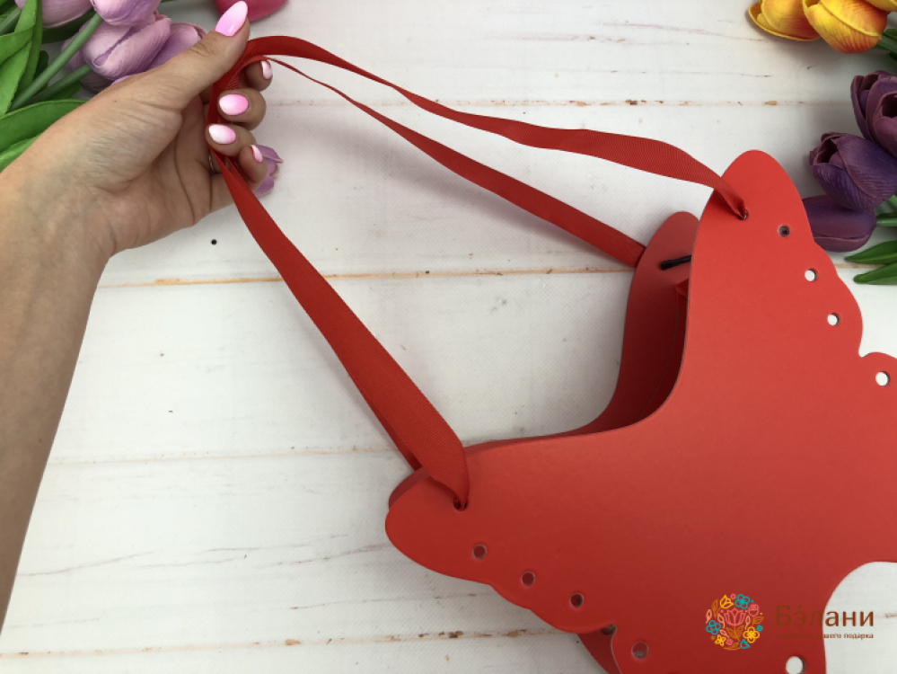 Коробка для цветов "Бабочка" красная | 3