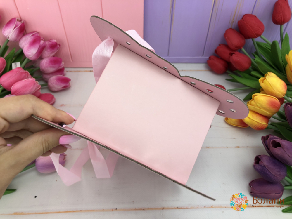 Коробка для цветов "Бабочка" розовая | 3