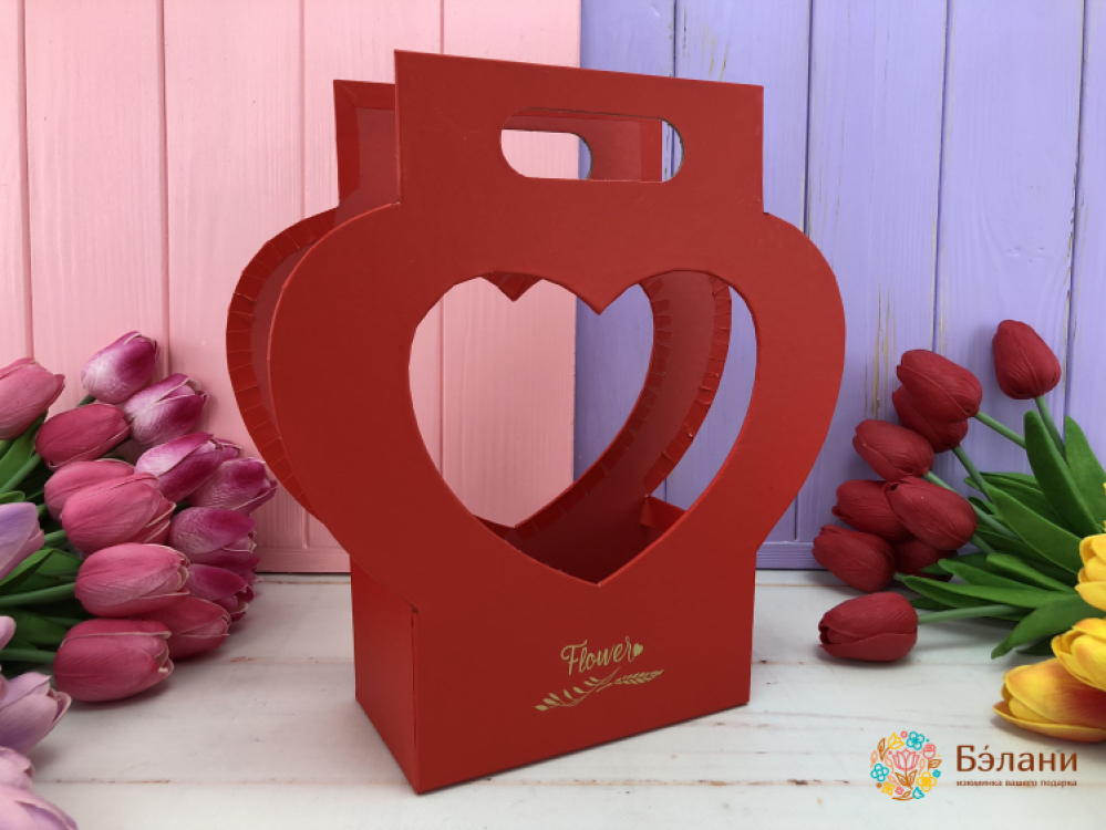 Коробка для цветов "Love vase" красная