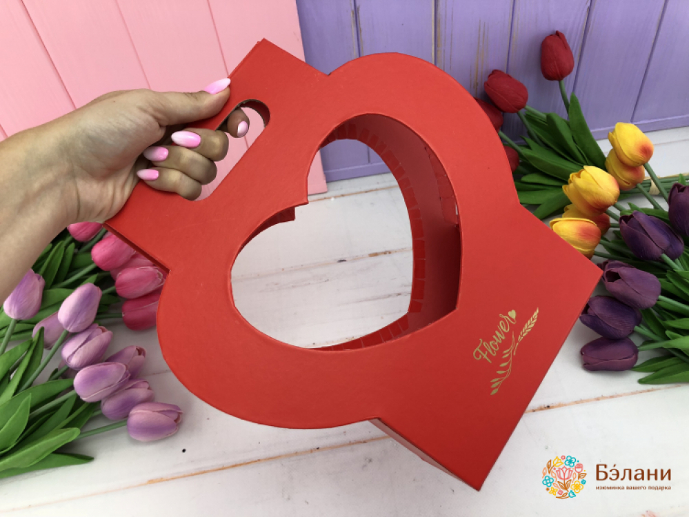 Коробка для цветов "Love vase" красная | 2