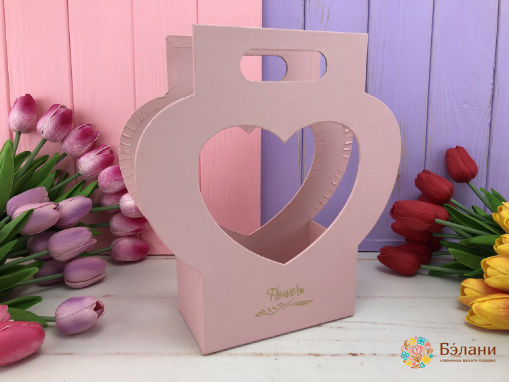 Коробка для цветов "Love vase" розовая