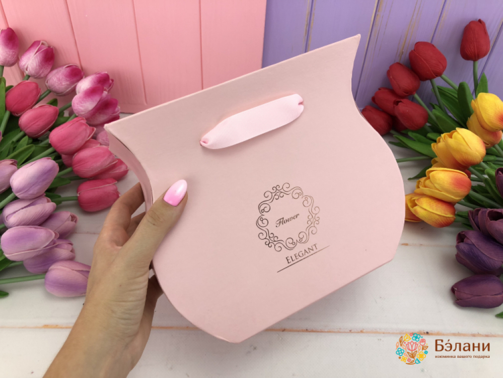Коробка для цветов "Elegant" розовая | 2