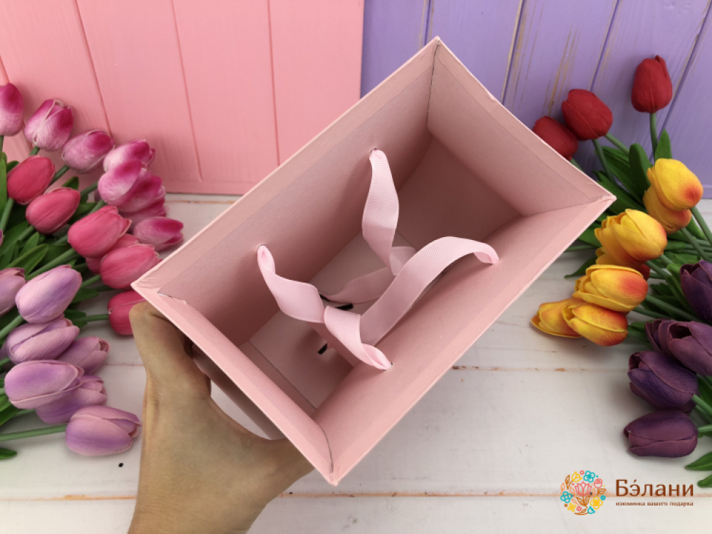 Коробка для цветов "Elegant" розовая | 3