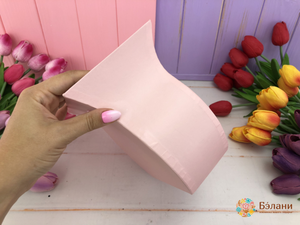 Коробка для цветов "Elegant" розовая | 4