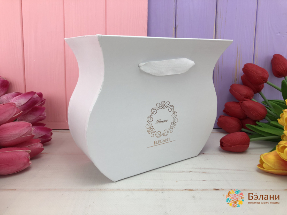 Коробка для цветов "Elegant" белая