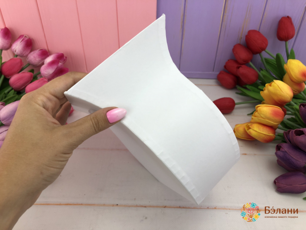 Коробка для цветов "Elegant" белая | 2