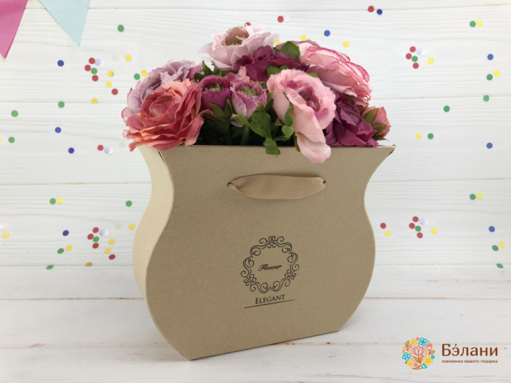 Коробка для цветов "Elegant" крафт