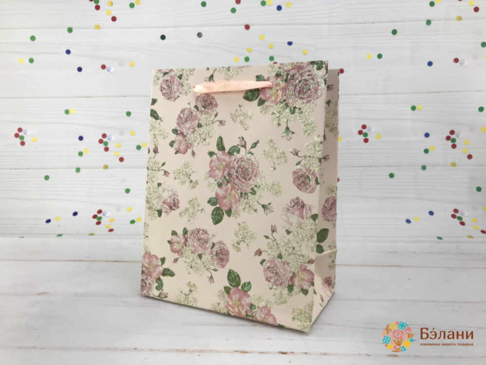 Подарочный пакет "Vintage rose" розовый S