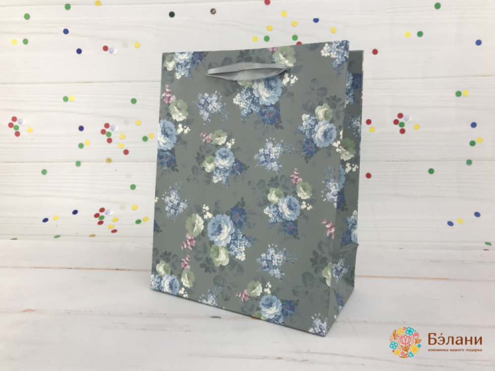 Подарочный пакет "Vintage rose" синий S