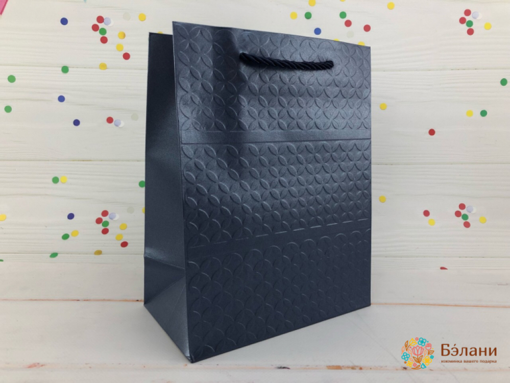 Подарочный пакет "Металлик" синий M