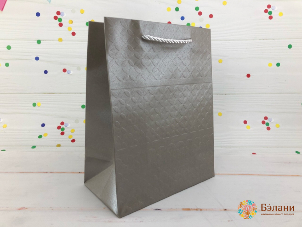 Подарочный пакет "Металлик" серый S