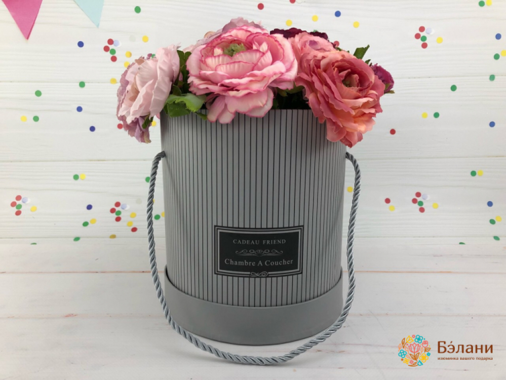 Круглая коробка для цветов "Coucher" (5 шт) серая
