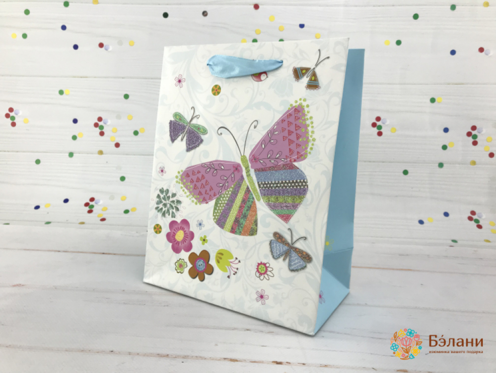 Подарочный пакет "Animals" бабочка L