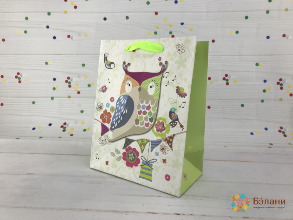 Подарочный пакет "Animals" совушка L