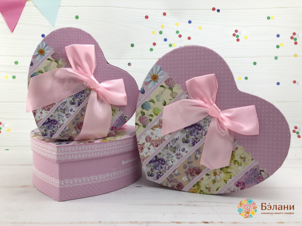 Коробка в форме сердца "Garden" розовая