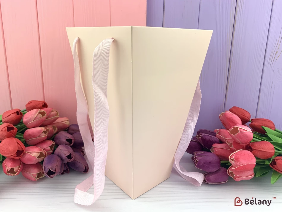 Складная флористическая коробка "Трапеция" розовая