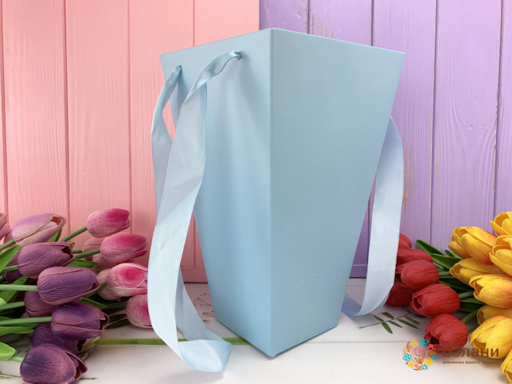 Складная флористическая коробка "Плотная" голубая
