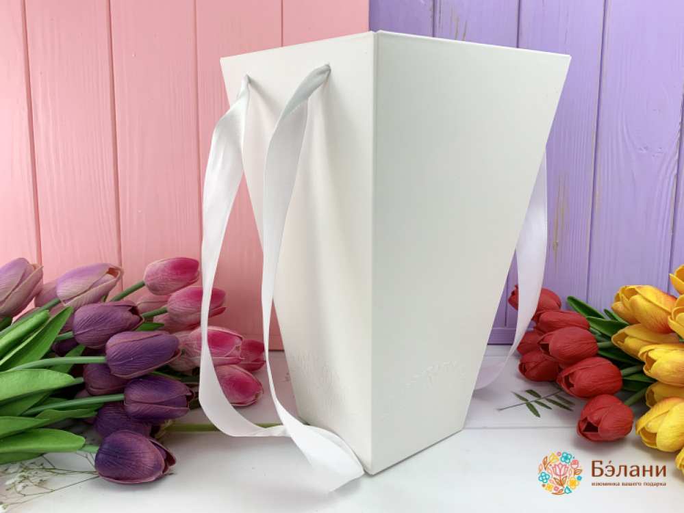 Складная флористическая коробка "Плотная" белая