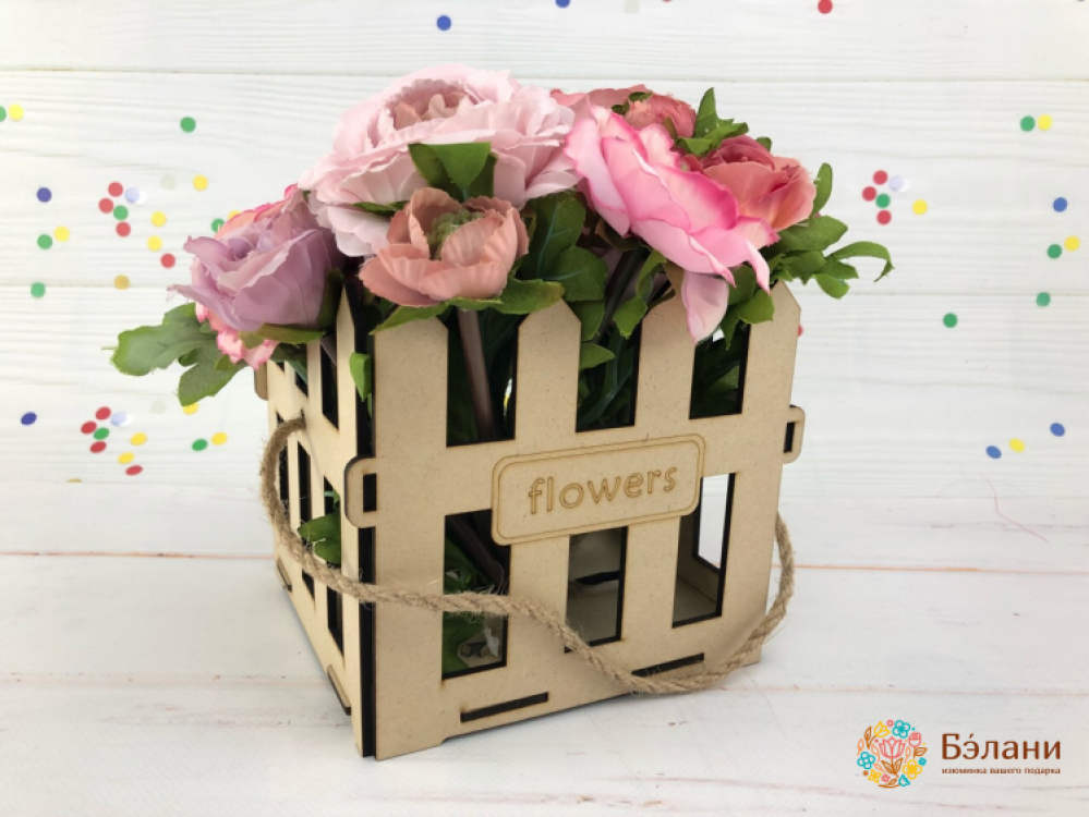 Деревянное кашпо "Flowers" S
