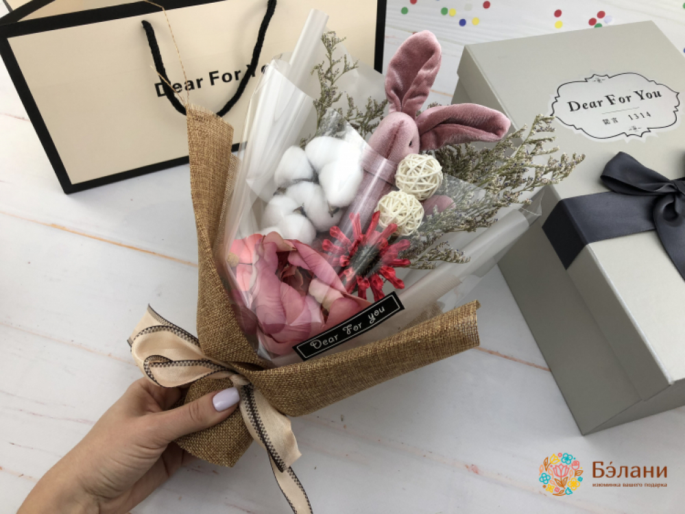 Букет комплимент «Rabbit» розовый