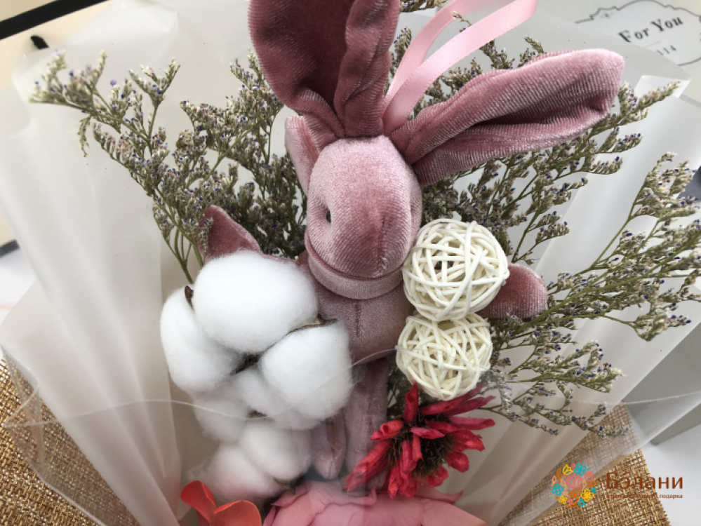 Букет комплимент «Rabbit» розовый | 2