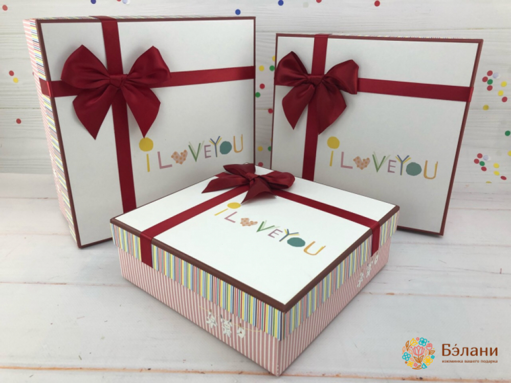 Подарочная коробка с бантом "i love you"