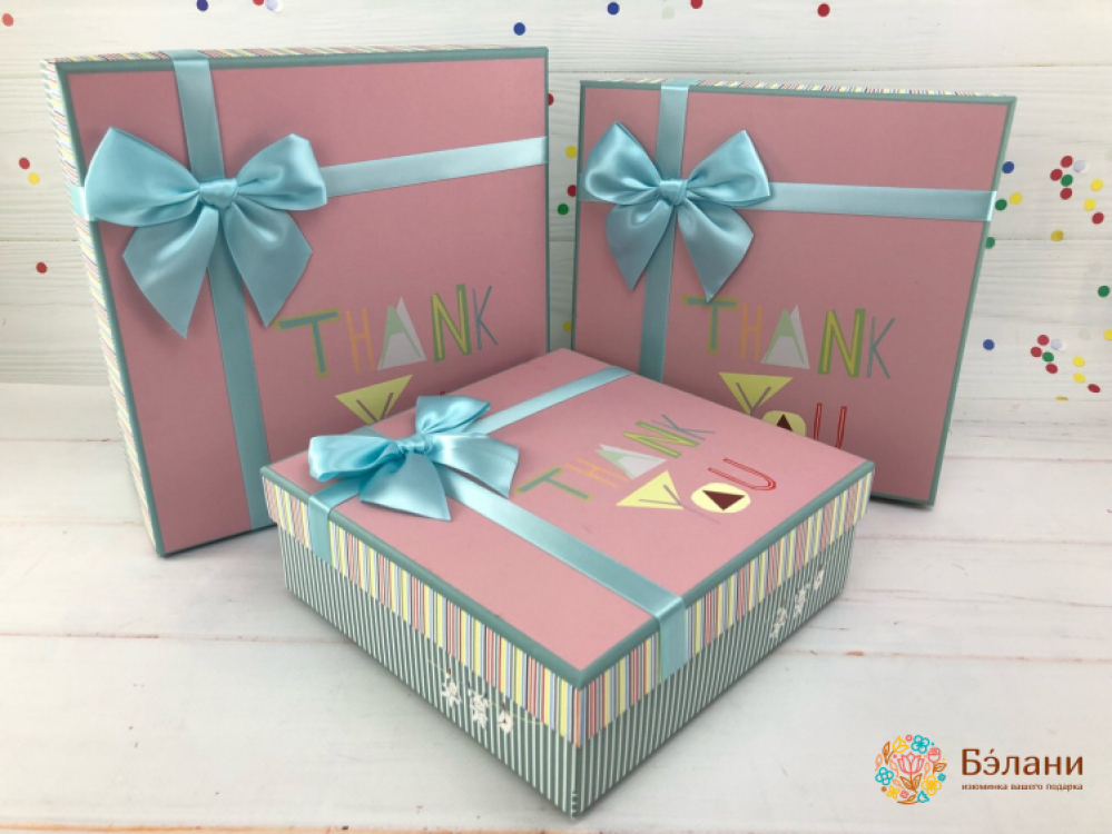 Подарочная коробка с бантом “thank you”