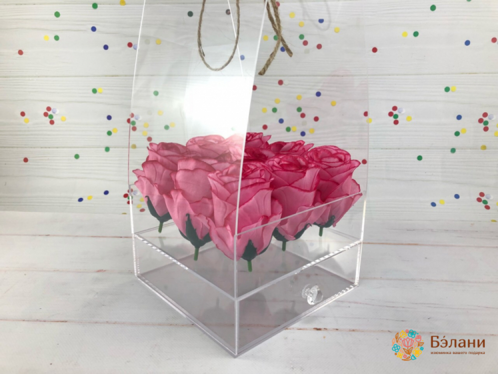 Прозрачная коробка под руку "оргстекло" с ящиком 18х18х40