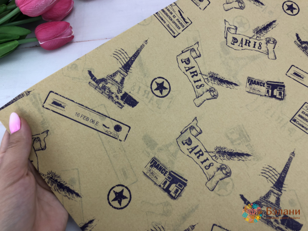 Бумага для цветов "Paris" сиреневая | 2