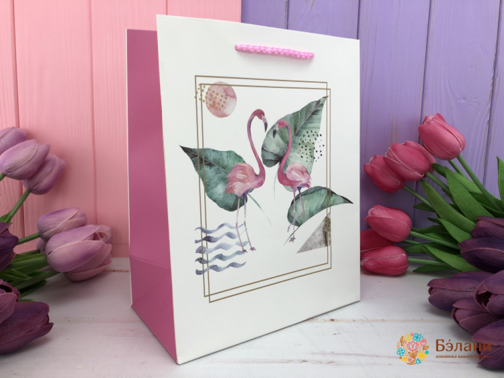 Подарочные пакеты "Bright flamingo" M